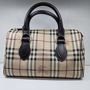 Burberry Beige Check Leather Top-Handle Satchel